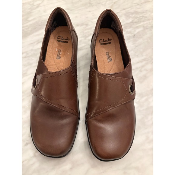 Clarks Women Brown Leather Slip On Loafer Shoes Comfort Cushion Size 11 - Picture 3 of 11